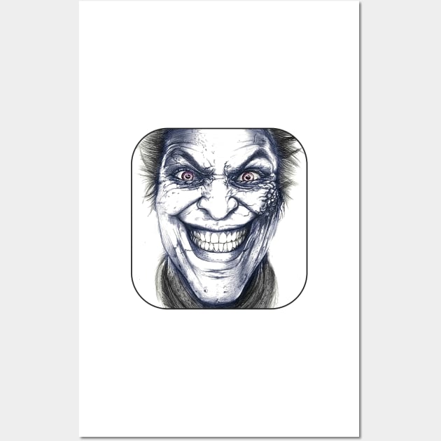 joker hand drawing graphic design and drawing by ironpalatte Wall Art by ironpalette